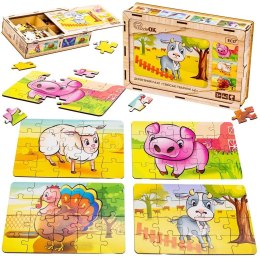 Puzzle drewniane 4w1 zwierzęta domowe