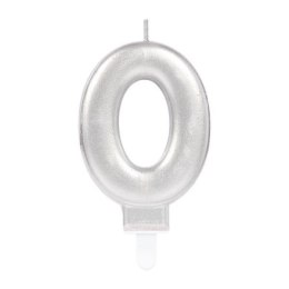 Świeczka cyferka 0 Sparkling Celebrations srebrna