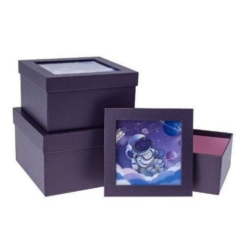 Pudełko prezentowe dziecięce 3szt kosmos ROZETTE