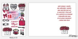 Karnet Party naklejany B6+koperta Urodziny 18 wz09