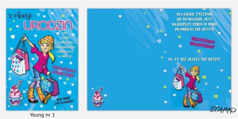 Karnet Young B6 + koperta wzór nr 001 Urodziny