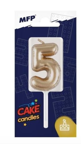Świeczka złota balon cyfra 5