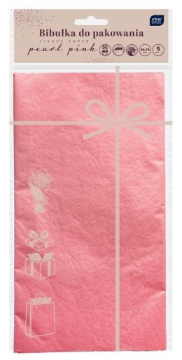 Bibułka do pakowania 50x70cm 5 arkuszy perłowy róż