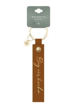 Brelok skórzany pasek - Bóg cię kocha