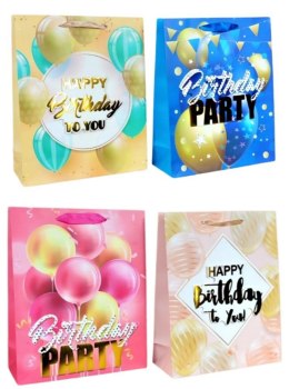 Torebka prezentowa S Birthday 3D brokat