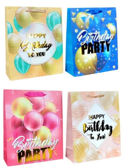 Torebka prezentowa S Birthday 3D brokat