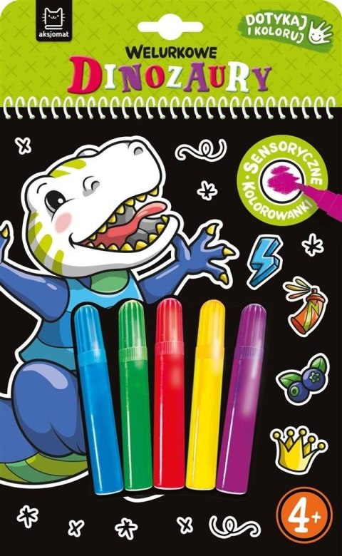 Dotykaj i koloruj Welurowe kolorowanki Dinozaury