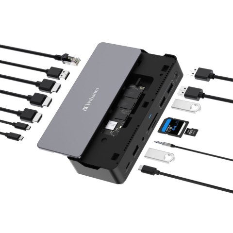 VERBATIM USB-C PRO DOCKING STATION 15P SSD SLOT USB-C GEN2 4 x USB-A 2 x HDMI 8K DP RJ45 CDS-15S 32173