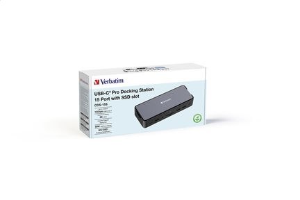 VERBATIM USB-C PRO DOCKING STATION 15P SSD SLOT USB-C GEN2 4 x USB-A 2 x HDMI 8K DP RJ45 CDS-15S 32173