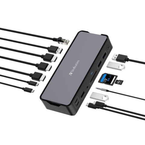 VERBATIM USB-C PRO DOCKING STATION 15 PORT 2X USB-C GEN2 1x USB-A 2 x HDMI DP RJ45 SD CDS-15 32171