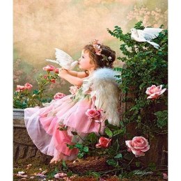 Mozaika diamentowa 5D Dziewczyna z gołebie 40x30cm