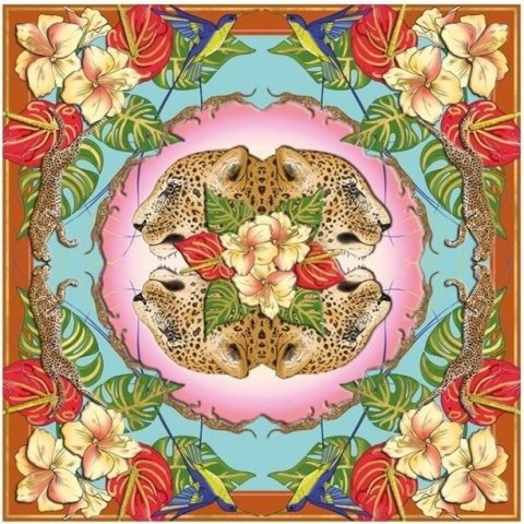 Karnet kwadrat z kopertą Leopards & Hummingbirds