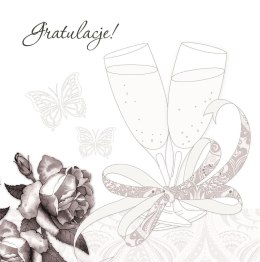 Karnet Swarovski kwadrat CL0106 Ślub kieliszki