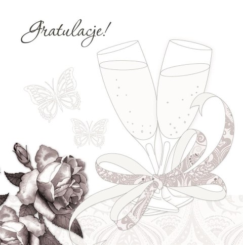 Karnet Swarovski kwadrat CL0106 Ślub kieliszki