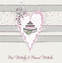 Karnet Swarovski kwadrat CL0225 Ślub tort w sercu