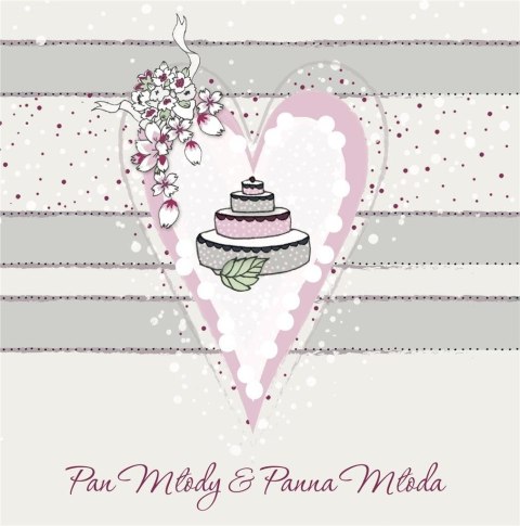 Karnet Swarovski kwadrat CL0225 Ślub tort w sercu