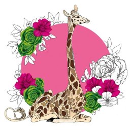 Karnet Swarovski kwadrat CL1427 Żyrafa kwiaty