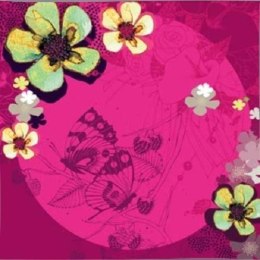 Karnet Swarovski kwadrat CL2905_BL Kwiaty fuksja