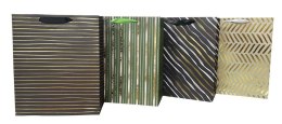 Torba prezentowa 26x32 pasy, granat, zieleń mix