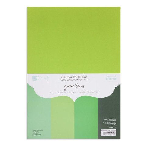 Zestaw papierów A4 20 arkuszy Green tones 220g