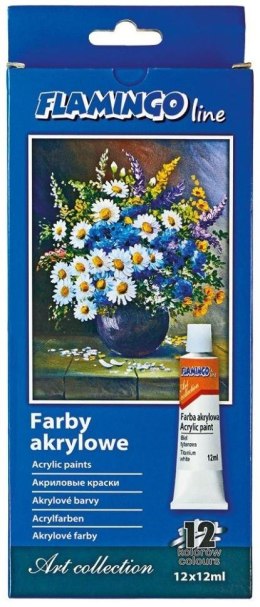 Farby akrylowe w tubie 12 kolorów 12ml