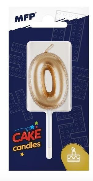 Świeczka złota balon cyfra 0