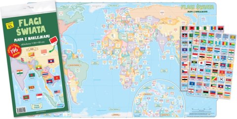 Flagi świata. Mapa z naklejkami