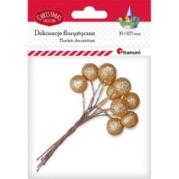 Drucik z kulką 15mm złotą brokatową 10szt