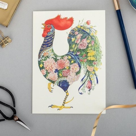 Karnet A101 B6 + koperta Kogut i kwiaty