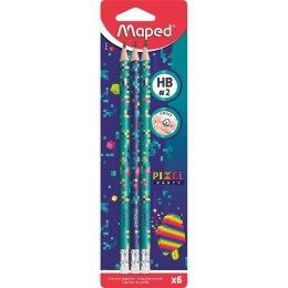 Ołówek z gumką Pixel HB 6szt MAPED