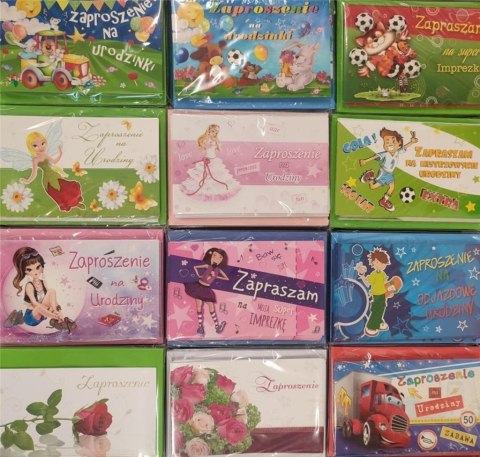 Zaproszenia Urodziny brokat + koperta (10szt)