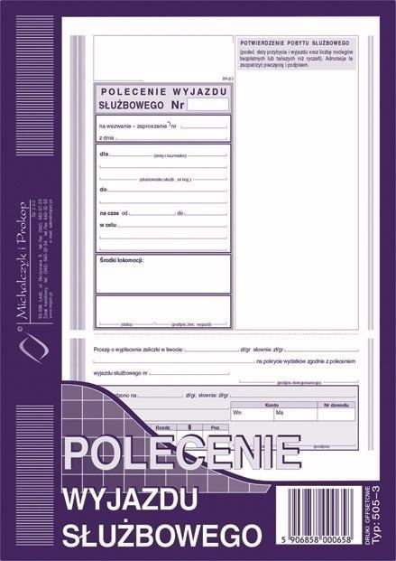 Polecenie wyjazdu służbowego 505-3