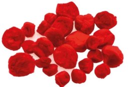 Pompony puszyste czerwone 24szt