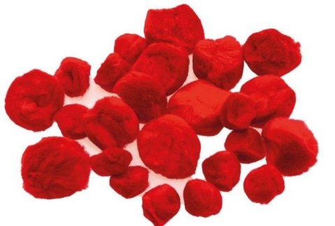 Pompony puszyste czerwone 24szt