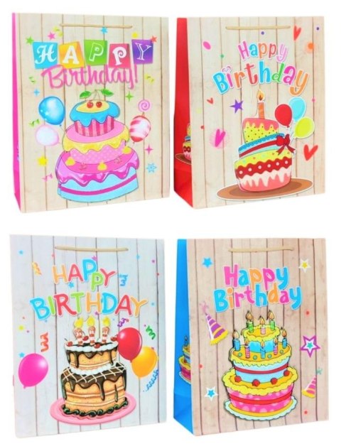 Torebka prezentowa M Birthday 3D brokat