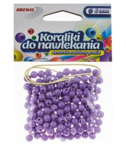 Koraliki do nawlekania fioletowe + sznurek 6mm 16g