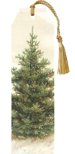 Zakładka 124 ze wstążką Jodła zimą Święta BN