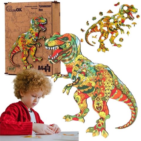 Puzzle drewniane eko 72 Tyranozaur rex A4