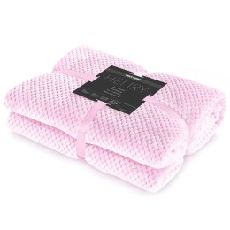 Koc HENRY - DECOKING kolor pudrowy róż tłoczony żakardowo styl nowoczesny 70x150 - BLA/HENRY/POWDERPINK/70x150