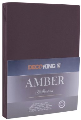 Prześcieradło AMBER kolor ciemny brąz styl klasyczny materiał jersey 100-120x200 DecoKing - FITTED/AMBER/CHOC/100-120x200+30