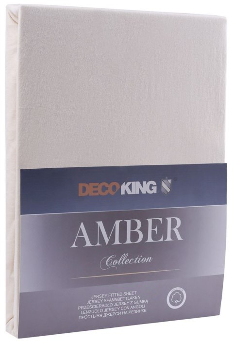 Prześcieradło AMBER kolor kremowy styl klasyczny materiał jersey 120-140x200 DecoKing - FITTED/AMBER/CRE/120-140x200+30