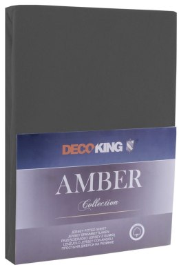 Prześcieradło AMBER kolor grafitowy styl klasyczny materiał jersey 140-160x200 DecoKing - FITTED/AMBER/DIMGR/140-160x200+30