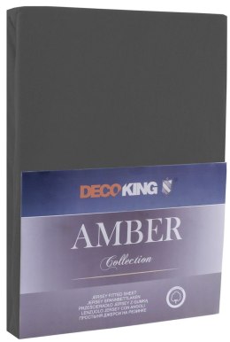 Prześcieradło AMBER kolor grafitowy styl klasyczny materiał jersey 80-90x200 DecoKing - FITTED/AMBER/DIMGR/80-90x200+30