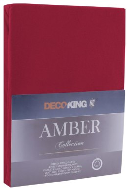 Prześcieradło AMBER kolor bordowy styl klasyczny materiał jersey 100-120x200 DecoKing - FITTED/AMBER/MARO/100-120x200+30