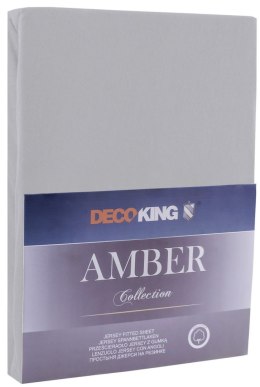 Prześcieradło AMBER kolor szary styl klasyczny materiał jersey 140-160x200 DecoKing - FITTED/AMBER/STEEL/140-160x200+30