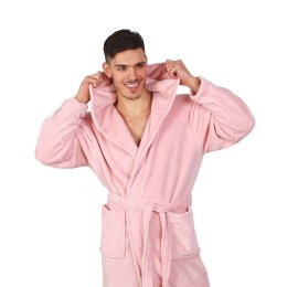 Szlafrok ROBBY kolor pudrowy róż gładki motyw klasyczny decoking - BATH/ROBBY/POWDERPINK/XS