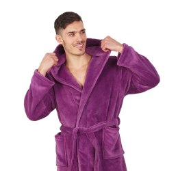 Szlafrok ROBBY kolor fioletowy gładki motyw klasyczny decoking - BATH/ROBBY/VIOLET/XXXL