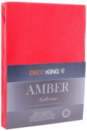 Prześcieradło AMBER kolor czerwony styl klasyczny materiał jersey 120-140x200 DecoKing - FITTED/AMBER/RED/120-140x200+30