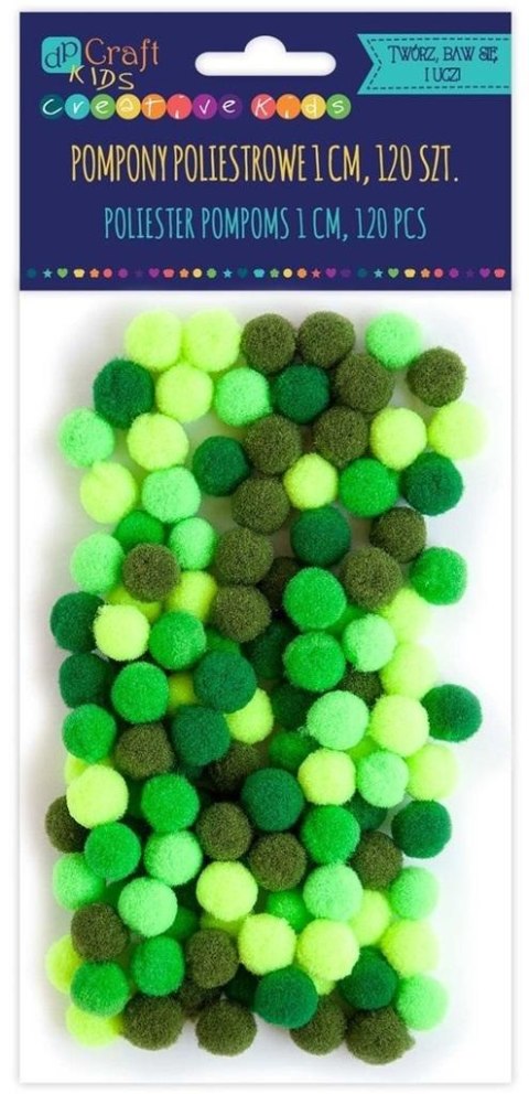 Pompony poliestrowe zielone 1cm 120szt
