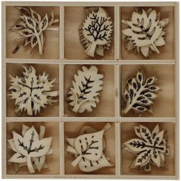 Drewniane dekoracje w pudełku mix 45szt